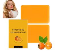 Savon naturel au kaki pour le visage et le corps,Élément désodorisant doux aux extraits de plantes pour un nettoyage rafraîchissant,adapté à un usage quotidien par les hommes et les femmes (2 PCS)