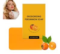 Savon naturel au kaki pour le visage et le corps,Élément désodorisant doux aux extraits de plantes pour un nettoyage rafraîchissant,adapté à un usage quotidien par les hommes et les femmes (1 PCS)