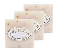 Savon naturel au lait de riz, savon de riz thaïlandais fait à la main, savon éclaircissant au riz avec extrait de riz, savon clarifiant et hydratant pour le visage et le corps, savon de riz thaï