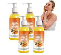 Savon nettoyant corps au kaki parfum agrumes, gel douche nettoyant profond anti-odeurs pour tous types de peau, nettoyant corporel désodorisant rafraîchissant hommes femmes (4pcs)
