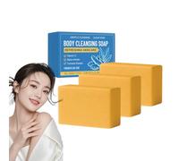 Savon nettoyant pour la peau curcuma à la vitamine C - Savon au curcuma pour les taches sombres, éclaircissement et soin hydratant pour le visage et le corps, Natural Glow Face & Body Wash (3P)