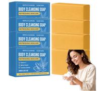 Savon nettoyant pour le corps au curcuma, Pain éclaircissant à la vitamine C et à l'alpha-arbutine, Savon purifiant nettoyant en profondeur pour peaux grasses imperfections (4pcs)