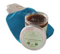 Savon Noir à la Menthe Pouliot avec Gant Offert - Exfoliation Naturelle et Hydratation - Purifie et Adoucit la Peau - Idéal pour Hammam et Soins du Corps - Format 200g