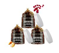 Savon noir à l'argan et à la rose, nettoyant exfoliant pour le corps, nettoyage doux, 100% naturel, hydratant et adoucissant, savon noir pour le bain, le spa et le hammam, parfum frais (3pcs)