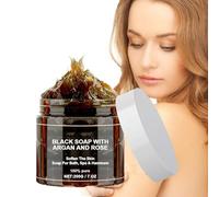Savon Noir à L'argan et à la Rose,Savon Noir du Maroc Beldi,100% Organic Moroccan Black Soap,Savon Noir Marocain à 100% Biologique,Savon Exfoliant Pour Le Corps Au Savon Noir,Zawina Black Beldi Soap
