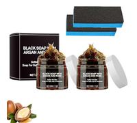 Savon noir à l'argan et à la rose - Savon noir marocain bio - Nettoyage en profondeur et hydratant - Exfoliant corporel hydratant - Nettoyage doux et hydratant - Pour tous les types de peau (2)