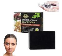 Savon Noir Africain au Beurre de Cacao avec Vitamine E, Savon pour l'acné, dissolvant de Taches Brunes, Savon Naturel pour Le Visage, Nettoyage en Profondeur, Savon Noir, contrôle de l'huile, pour