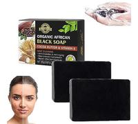 Savon Noir Africain au Beurre de Cacao avec Vitamine E, Savon pour l'acné, dissolvant de Taches Brunes, Savon Naturel pour Le Visage, Nettoyage en Profondeur, Savon Noir, contrôle de l'huile, pour