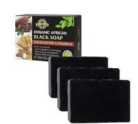Savon Noir Africain au Beurre de Cacao avec Vitamine E, Savon pour l'acné, dissolvant de Taches Brunes, Savon Naturel pour Le Visage, Nettoyage en Profondeur, Savon Noir, contrôle de l'huile, pour