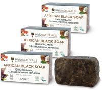 Savon Noir Africain Bio 100% Biologique 3x 200g,De Source Éthique Et Fabriqué À La Main Au Ghana,Pour Tous Les Types De Peau