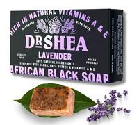 Savon noir africain bio lavande 100 g - Nettoyant antibactérien pour le corps et le visage - Eczéma - Peau sèche - Psoriasis - Élimination des cicatrices - Hydratant - Authentique brut du Ghana.