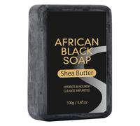 Savon noir africain, savon au beurre de karité, savon hydratant pour le visage et le corps, nettoyage en profondeur, affiner la peau éclatante, noir africain (noir, taille unique)