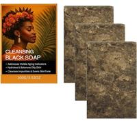 Savon noir africain, savon visage anti-acné. Nettoyant doux visage et corps 2 en 1, hydratant intense, pour tous types de peau.