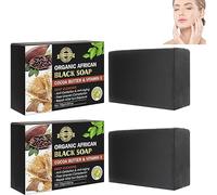 Savon noir bio au beurre de cacao en profondeur, savon noir africain fait à la main, savon noir africain bio au beurre de cacao et vitamine E, savon noir africain pour tous les types de peau (2