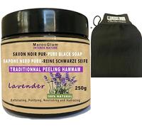 Savon Noir Gommage 250g+ gant de gommage offert à l'huile d'Olive et l'huile essentielle de lavande; 100% NATUREL Hammam et Spa: peau douce et hydratée MAROC GLAM