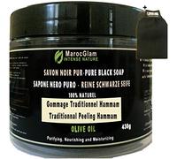 Savon Noir Gommage 470g + Gant Kessa OFFERT, à l'huile d'olive 100% NATUREL, HAMMAM ET SPA, TRADITIONNEL 100% PUR à l'huile d'olive - de la marque MAROC GLAM