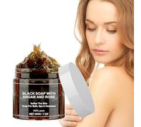 Savon noir marocain 100 % bio - Savon noir marocain exfoliant pour le corps - Exfoliant pour le corps du Maroc - Gel douche exfoliant pour peau douce - 200 g (1 pièce)