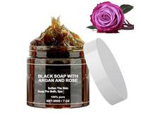 Savon noir marocain à l'huile d'argan rose, 200 g de savon exfoliant pour le corps, nettoyage en profondeur, polissage hydratant et doux de la peau, la rend lisse et délicate (1 pièce)