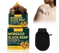 Savon noir marocain Morocco avec gants exfoliants, savon noir à l'olive et à la rose, exfoliant pour le corps du Maroc, savon noir bio Morocco, savon noir hydratant pour peau douce