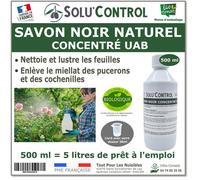 Savon Noir Naturel Concentré UAB Solu'Control, 500 ml, Nettoyant Feuilles et Enlève Miellat - pucerons - cochenilles