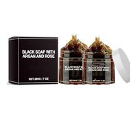 Savon noir nettoyant marocain à l'huile d'argan et à la rose. Nourrit la peau, laisse un parfum durable, hydrate et élimine les odeurs. Gommage corporel naturel.