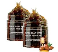 Savon noir Zawina Maroc, Savon noir marocain Zawina, Gommage corporel Zawina Maroc, Barre de savon noir africain, Distributeur de savon noir Salle de bains (2 Pcs)