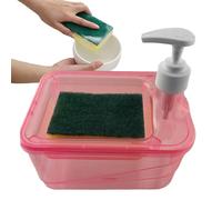 Savon pour brosse à vaisselle - Outil de nettoyage en plastique durable - Appuyez sur le réservoir de liquide avec tête d'éponge - Exfoliant automatique pour les plats de cuisine, les lavabos et
