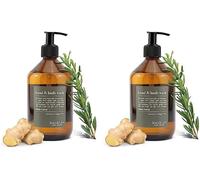 Savon Pour Les Mains Et La Douche Rosemary Et Ginger,Nettoie Et Soigne La Peau,Parfum Frais Et Épicé,Savon Liquide Sans Silicone,Parabène & Microplastique,Bouteille En Verre 500 Ml