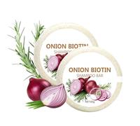 Savon Shampoing Solide à l'Extrait D'Oignon et Biotine, Pour Favoriser la Croissance et L'épaisseur Des Cheveux, Formule Nourrissante Au Romarin Sans Sulfates (2pc)