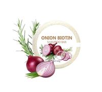 Savon Shampoing Solide à l'Extrait D'Oignon et Biotine, Pour Favoriser la Croissance et L'épaisseur Des Cheveux, Formule Nourrissante Au Romarin Sans Sulfates (1pc)