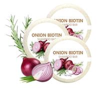 Savon Shampoing Solide à l'Extrait D'Oignon et Biotine, Pour Favoriser la Croissance et L'épaisseur Des Cheveux, Formule Nourrissante Au Romarin Sans Sulfates (3pc)