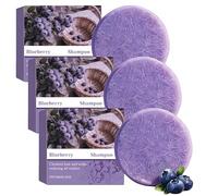 Savon shampooing à la myrtille, shampooing solide naturel nettoyant et régulateur de sébum, réduit les résidus d'huile et rafraîchit les cheveux, pour cheveux équilibrés, 60 g (3Pièce)