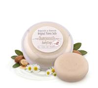 Savon shampooing rond en boîte de 100 g - Savon pour cheveux solide avec lait de bre iologique, huile d'argan, extrait de camomille, glycérine et lanoline - Fabriqué en Autriche, sans silicone ni