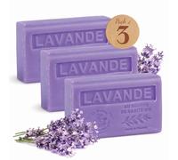 Savon Solide à la Lavande de Provence - Enrichi en Beurre de Karité Bio - Savon Parfumé - 100% Végétal et Naturel - Fabriqué en Provence - Main & Corps Hydratant - 3x125g