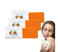 Savon solide à la noix de coco et au kaki - Savon naturel et écologique pour le visage et le corps, nettoyant doux pour les peaux sensibles, parfum rafraîchissant pour hommes et femmes (3 pièces)