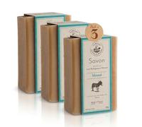 Savon Solide Bio au Laît d'ânesse - Savon Parfumé Monoi - 98% d’ingrédients d’origine végétale - Fabriqué en Provence - Main & Corps 3x115g