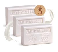 Savon Solide Bio parfumé Lait d'Ânesse - Enrichi en Beurre de Karité Bio - Savon Parfumé - 98% d’ingrédients d'Origine Végétale - Fabriqué en Provence - Main & Corps Hydratant 3x125g