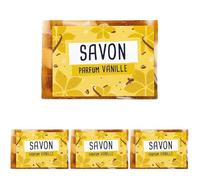 Savon Solide en Tranche Senteur Vanille - Glycérine Végétale 100 g - Adapté à Tous Types de Peau - Hydratation Douceur et Parfum Envoûtant - Soin Douche Hydratant Corps - French Tendance (Lot de 4)