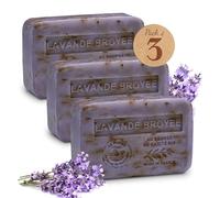 Savon Solide Exfoliant Lavande Broyée - Lot de 3x250g - Enrichi en Beurre de Karité Bio - Savon Naturel Hydratant - Fabriqué en Provence - 97% Végétal - Soin Exfoliant Doux