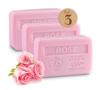 Savon Solide Karité Rose - Lot de 3x250g - Enrichi en Beurre de Karité Bio - Savon Naturel Parfumé de Grasse - Fabriqué en Provence - 97% Végétal