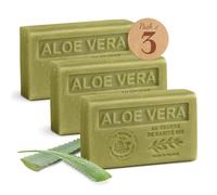 Savon Solide parfumé à L'Aloe vera - Enrichi en Beurre de Karité Bio - Savon Parfumé - 100% Végétale- Fabriqué en Provence - Main & Corps Hydratant - 3x125g