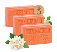 Savon Solide parfumé Jasmin - Enrichi en Beurre de Karité Bio - Savon Parfumé - 100% Végétale- Fabriqué en Provence - Main & Corps Hydratant - 3x125g