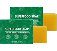 Savon superalimentaire, Savon nettoyant au curcuma et au citron pour le visage et le corps, nourrit, clarifie, aide à nettoyer la peau du visage et du corps, convient aux peaux sèches et grasses (2)