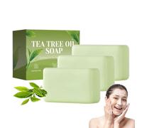 Savon Tea Tree, Savon à L'huile D'arbre à Thé, Savon De Bain Naturel, Nettoie En Profondeur, Prend Soin En Douceur De L'équilibre De La Peau, élimine Impuretés Et Excès De Sébu (3PC)