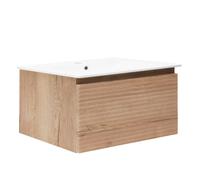 Savona Meuble et vasque salle de bain strié 98x43x44.8, Chêne Halifax Mat (SAVONA100DH)