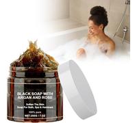 Savons Noirs Marocains, 200 G Savon Noir À L'argan Et À La Rose Savon Noir Exfoliant Pour Le Corps Du Maroc Moroccan Black Soap Dispenser Morocco Body Scrub, Deep Cleansing And Softening Skin