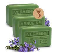Savons Solides Karité Verveine - Lot de 3x250g - Enrichi en Beurre de Karité Bio - Savon Naturel Hydratant - Fabriqué en Provence - Savon Main & Corps Parfumé Citron Verveine - 97% Végétal