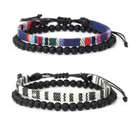 SAVOSWEET 2 Bracelets de Plage Tissés Bresiliens - Bracelets Boho Surfeurs pour Hommes et Femmes