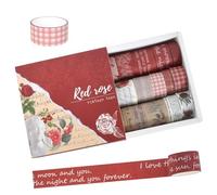 SAVOSWEET 20 Rouleaux Washi Tape Set, Ruban Washi Vintage, Ruban de Masquage Décoratif, 5/10/15/20/25mm De Large, Auto-Adhésifs, Pour Journal, Accessoires De Scrapbooking (Rouge à l'ancienne)
