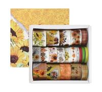 SAVOSWEET 20 Rouleaux Washi Tape Set, Ruban Washi Vintage, Ruban de Masquage Décoratif, 5/10/15/20/25mm De Large, Auto-Adhésifs, Pour Journal, Accessoires De Scrapbooking (Tournesol)